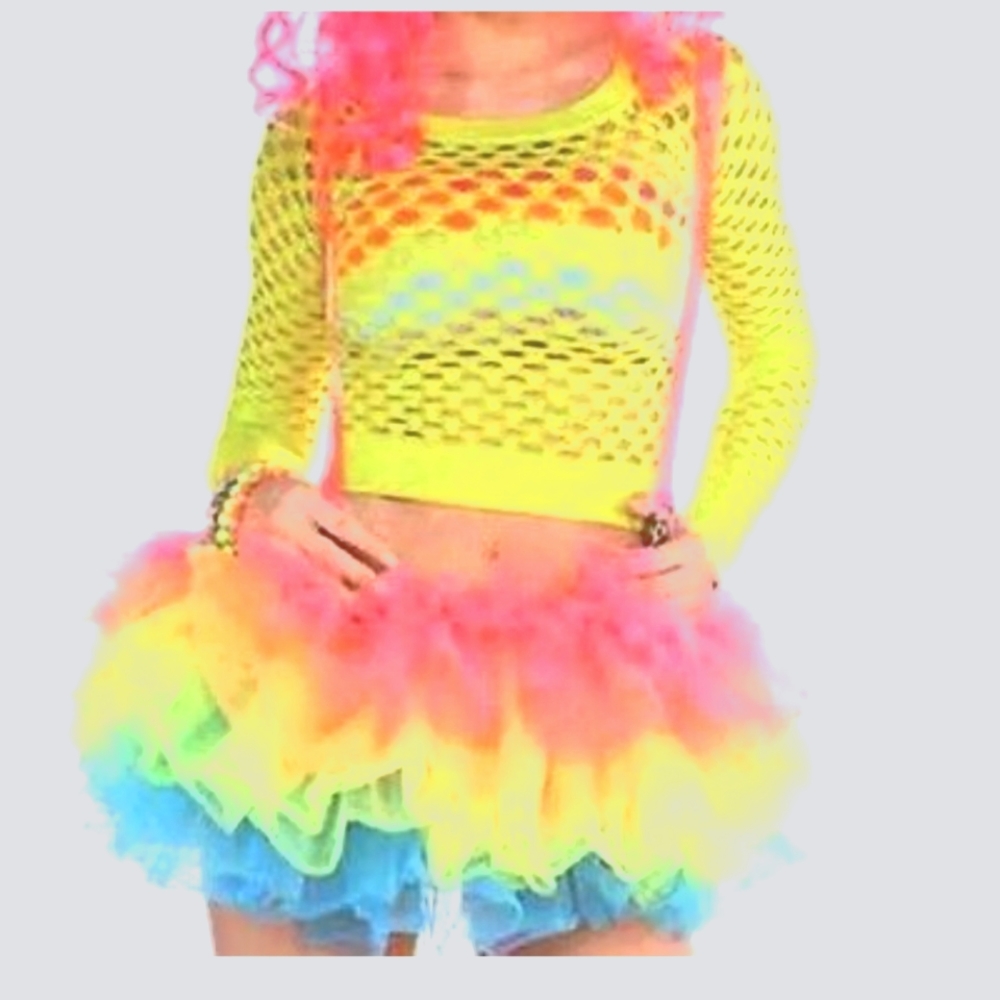 Electric Party Womens Adult Costume Rave Tutu and attached Suspenders